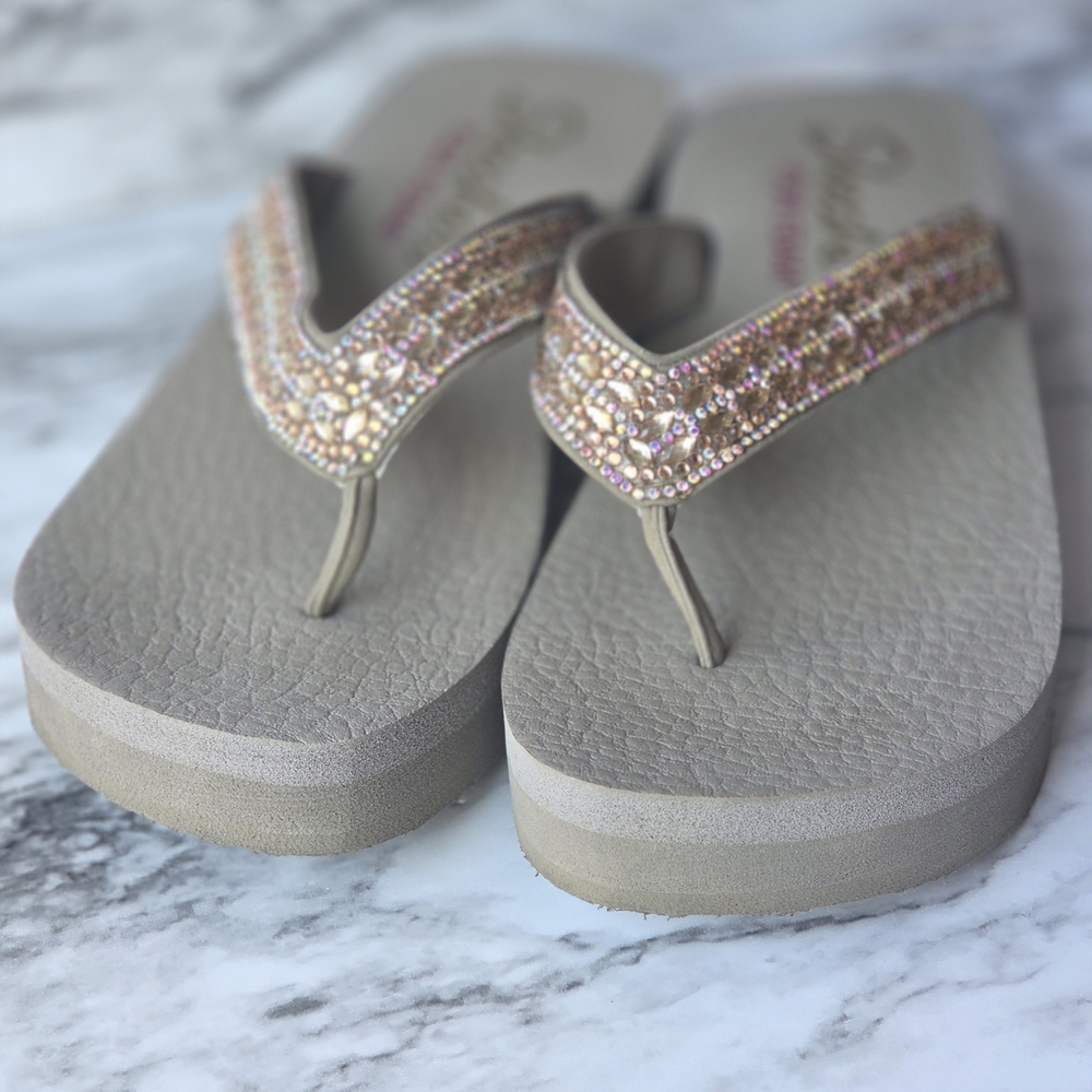 Skechers Beige Beaded Sandals